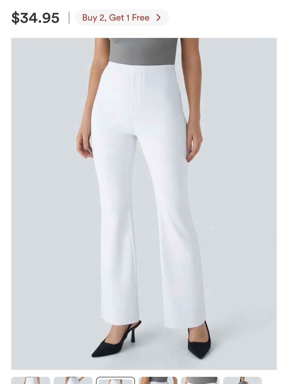 HALARA White High-Rise Stretch Boot Flare Pants